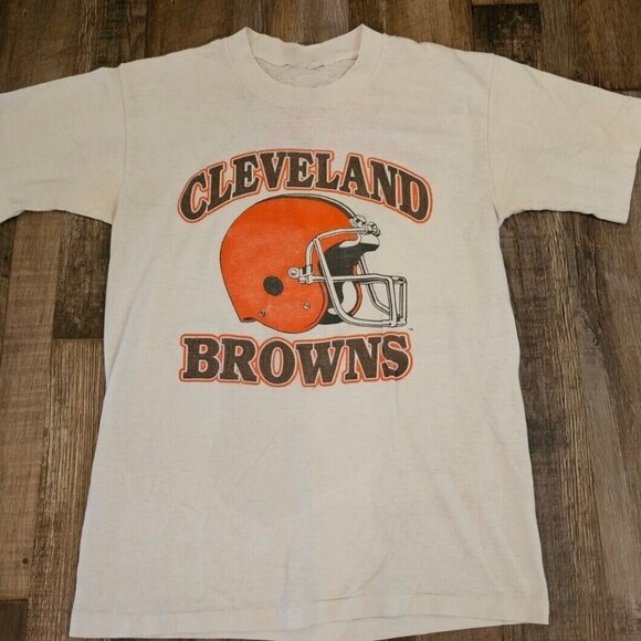 Vintage Cleveland Browns Helmet NFL Football Team Gray T-Shirt - Picture 1 of 2